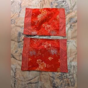 A Pair Of New Red Floral Table Runner